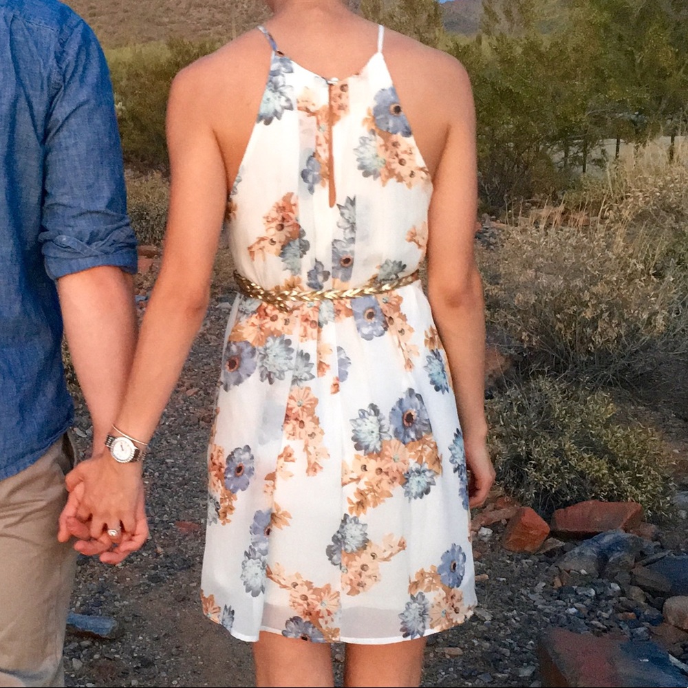 Floral high neck shift dress